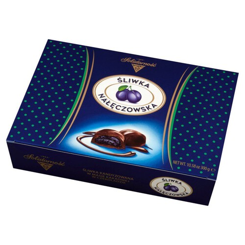 Śliwka kandyzowana w masie kakaowej w czekoladzie  Solidarność 300 g