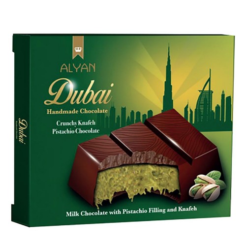 Czekolada Dubajska mleczna z nadzieniem pistacjowym i kunafą Alyan 100 g